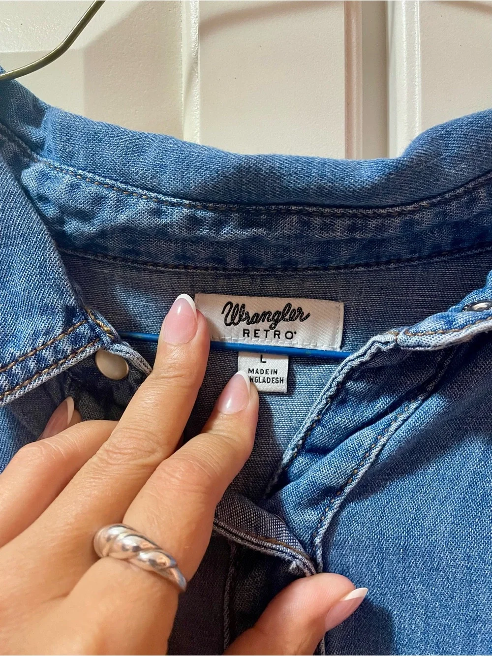 Wrangler Blue Denim Tie-Waist Mini Dress - Picture 4 of 7